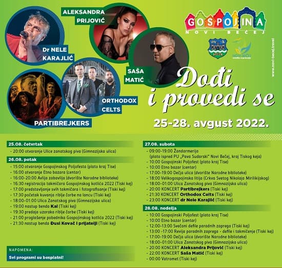 Program Gospojine 2022 od 25.-28. avgusta