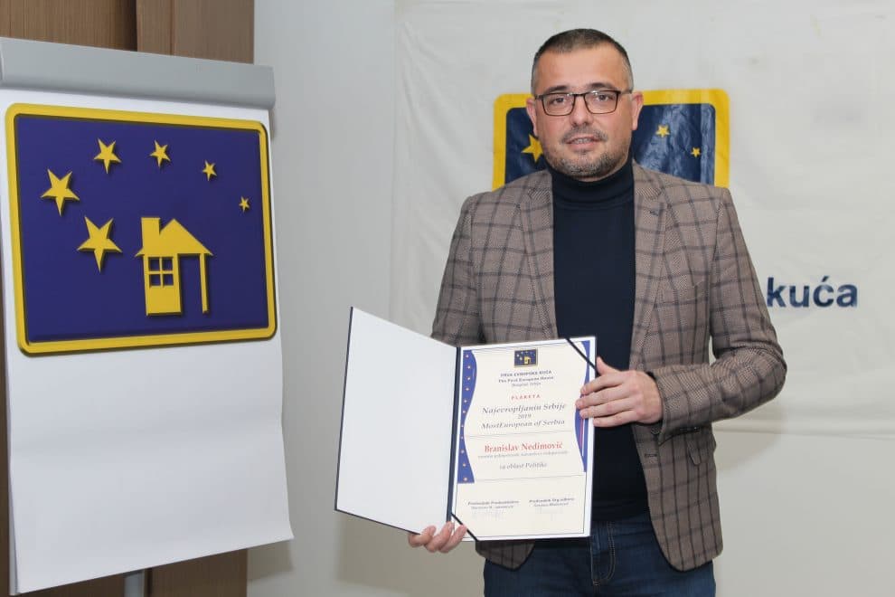 Ministar Nedimović dobitnik nagrade „Najevropljanin“ za oblast politike u 2019. godini